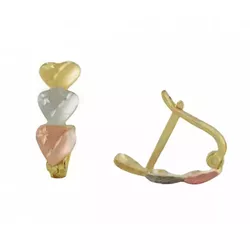 Brinco De Ouro 18k Corações Tricolores - 101593 - Fábrica do Ouro ®️