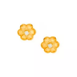 Brinco De Ouro 18k Flor - 102779 - Fábrica do Ouro ®️