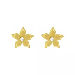 Brinco De Ouro 18k Flor Com Zircônia - 102790 - Fábrica do Ouro ®️