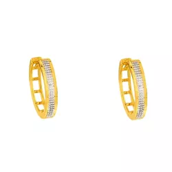 Brinco De Ouro 18k Meia argola Bicolor - 103077 - Fábrica do Ouro ®️