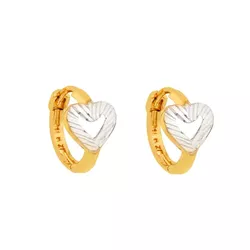 Brinco De Ouro 18k Meia argola coração em ouro bra... - Fábrica do Ouro ®️