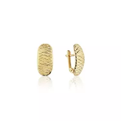 Brinco De Ouro 18k Meia Argola Detalhada - 103526 - Fábrica do Ouro ®️