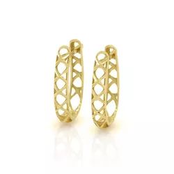 Brinco De Ouro 18k Meia Argola Geométrica - 103124 - Fábrica do Ouro ®️