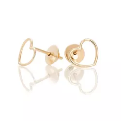 Brinco De Ouro 18k Coração Fio Redondo Médio - 102... - Fábrica do Ouro ®️