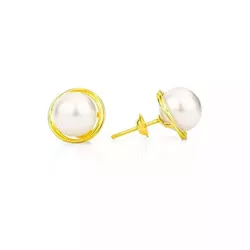 Brinco De Ouro 18k Rococó De Pérola 5mm - 100272 - FÁBRICA DO OURO - ATACADO