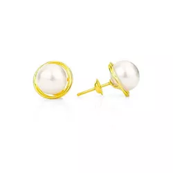 Brinco De Ouro 18k Rococó De Pérola 6mm - 100824 - FÁBRICA DO OURO - ATACADO