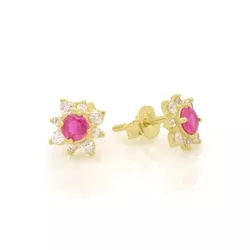 Brinco De Ouro 18k Sol Rubi de Zircônias - 103210 - Fábrica do Ouro ®️