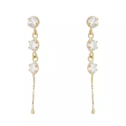 Brinco De Ouro 18k Três Zircônias Brancas - 101735... - Fábrica do Ouro ®️