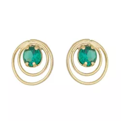 Brinco De Ouro 18k Zircônia Esmeralda - 101727 - Fábrica do Ouro ®️