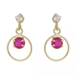 Brinco De Ouro 18k Zircônia Rubi - 101725 - Fábrica do Ouro ®️