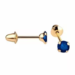 Brinco De Ouro 18k Zircônia Safira De 3mm - 100831 - Fábrica do Ouro ®️