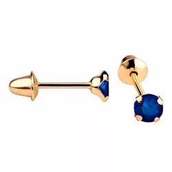 Brinco De Ouro 18k Zircônia Safira De 4mm - 102571 - Fábrica do Ouro ®️