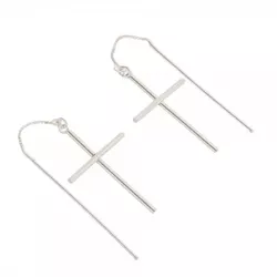 Brinco De Ouro Branco 18k Cruz Com Passante - 1017... - Fábrica do Ouro ®️