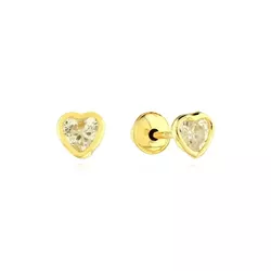Brinco Infantil De Ouro 18k Coração de Zircônia Br... - Fábrica do Ouro ®️