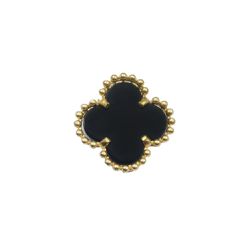 Pingente De Ouro 18k Trevo Com Pedra Ônix - 103667 - Fábrica do Ouro ®️