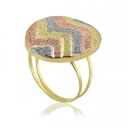 Anel De Ouro 18k Botão Zigzag Tricolor Diamantado ... - Fábrica do Ouro ®️