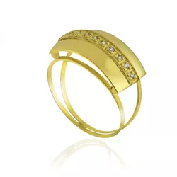 Anel De Ouro 18k Chapéu Com Zircônias - 101595 - Fábrica do Ouro ®️