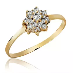 Anel De Ouro 18k Chuveiro Flor Com Zircônias - 101... - Fábrica do Ouro ®️