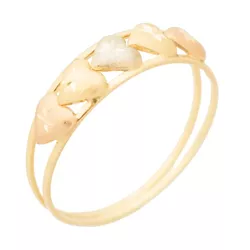 Anel De Ouro 18k Cinco Corações Tricolores - 10163... - Fábrica do Ouro ®️