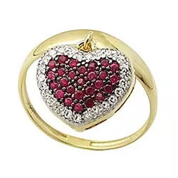 Anel De Ouro 18k Com Coração De Rubis - 100914 - Fábrica do Ouro ®️