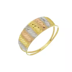 Anel de Ouro 18k Mosaico Tricolor - 103441 - Fábrica do Ouro ®️