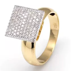 Anel De Ouro 18k Pavê Quadrado De Diamantes De 1 P... - Fábrica do Ouro ®️