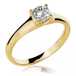 Anel De Ouro 18k Solitário Chic Com Zircônia - 101... - Fábrica do Ouro ®️