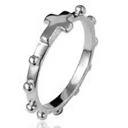 Anel De Ouro Branco 18k Terço e Cruz - 101820 - Fábrica do Ouro ®️