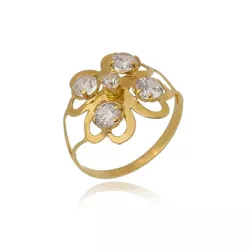 Anel Infantil De Ouro 18k Quatro Corações Com Zirc... - Fábrica do Ouro ®️