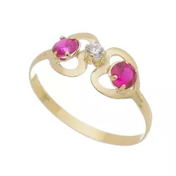 Anel Infantil De Ouro 18k Zircônias Rubi - 101720 - Fábrica do Ouro ®️