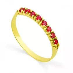 Meia Aliança De Ouro 18k Com 8 Rubis De 3 Pontos -... - Fábrica do Ouro ®️