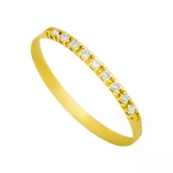 Meia Aliança De Ouro 18k Com Zircônias - 102502 - Fábrica do Ouro ®️
