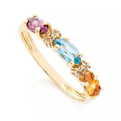 Meia Aliança Ouro 18k Harmonia com Zircônias - 103... - Fábrica do Ouro ®️