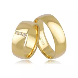 Par De Aliança Casamento De Ouro 18k Anatômico Com... - Fábrica do Ouro ®️