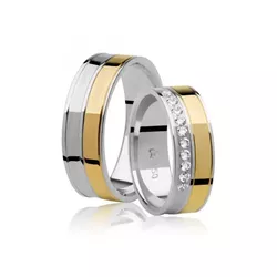 Par De Aliança Casamento De Ouro 18k Bicolor Com 6... - Fábrica do Ouro ®️