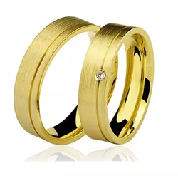 Par De Aliança Casamento De Ouro 18k De 5mm Com Di... - Fábrica do Ouro ®️