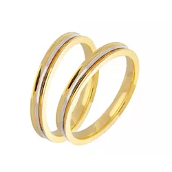 Par De Aliança Casamento De Ouro 18k Filete Bicolo... - Fábrica do Ouro ®️