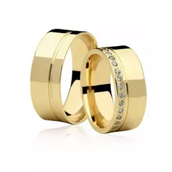 Par De Aliança Casamento De Ouro 18k Quadrada Anat... - Fábrica do Ouro ®️