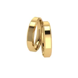 Par De Aliança Casamento De Ouro 18k Reta Chanfrad... - Fábrica do Ouro ®️