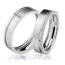 Par De Aliança Casamento De Ouro Branco 18k Com 6m... - Fábrica do Ouro ®️