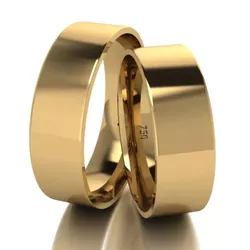 Par De Aliança De Ouro 18k Quadrada Anatômica Com ... - Fábrica do Ouro ®️