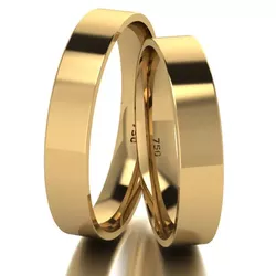 Par De Aliança De Ouro 18k Quadrada Com 4,0mm - 10... - Fábrica do Ouro ®️
