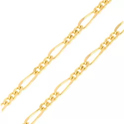 Corrente De Ouro 18k Groumet 3x1 De 1mm Com 45cm -... - Fábrica do Ouro ®️