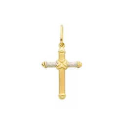 Pingente De Ouro 18k Cruz Bicolor Pequeno De 1mm -... - Fábrica do Ouro ®️