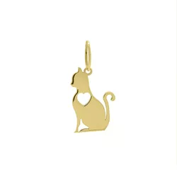 Pingente De Ouro 18k Gatinho com Coração - 103143 - Fábrica do Ouro ®️
