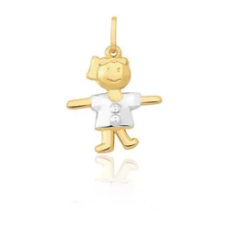 Pingente De Ouro 18k Menina 16mm - 100390 - Fábrica do Ouro ®️