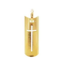 Pingente De Ouro 18k Placa Com Cruz De 27mm - 1009... - Fábrica do Ouro ®️