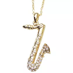 Pingente De Ouro 18k Saxofone Com Zircônias - 1006... - Fábrica do Ouro ®️