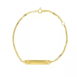 Pulseira Infantil De Ouro 18k Singapura De Placa C... - Fábrica do Ouro ®️