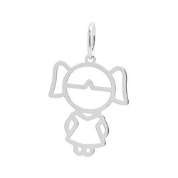 Pingente De Prata 925 Menina De 25mm - 204029 - Fábrica do Ouro ®️